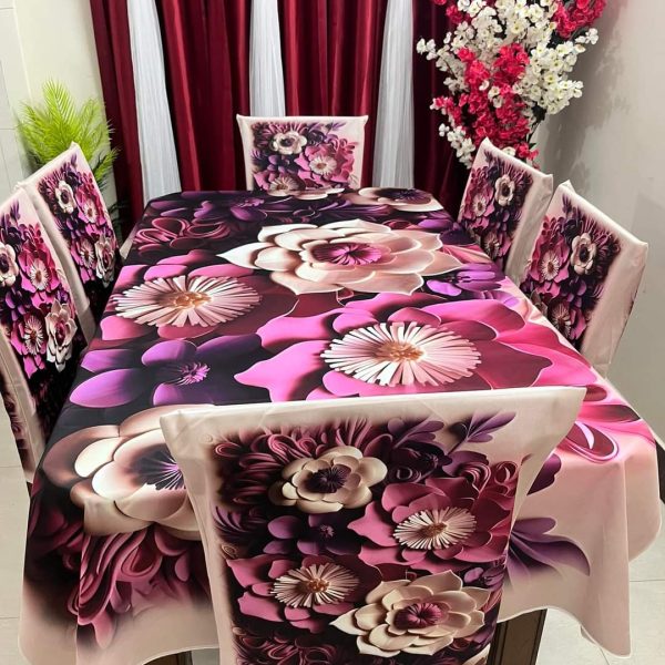 3D Dining Table Mat & Chair Cover 7PCS Set